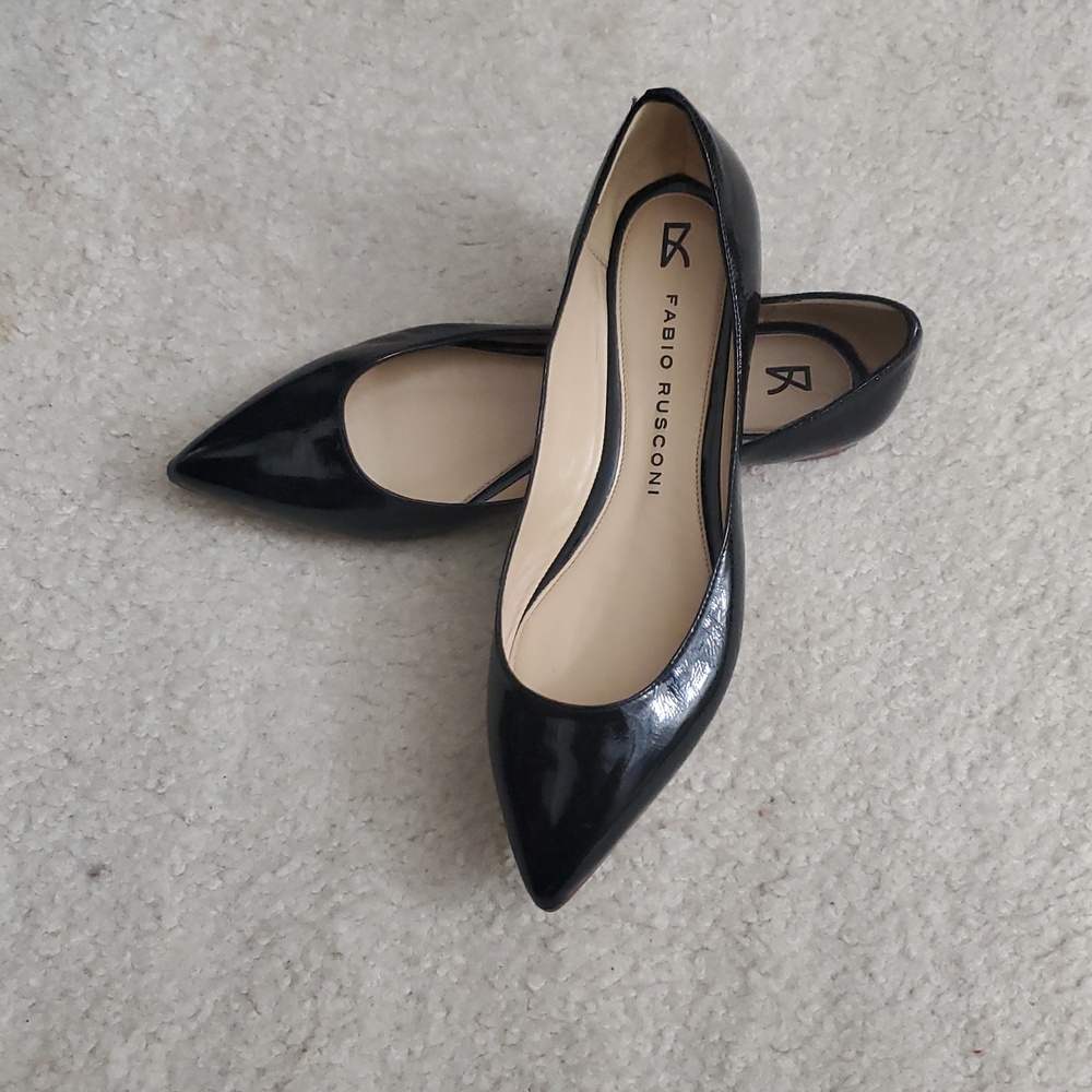 Fabio Rusconi Black Patent Leather Pointed Toe Flats NEW
